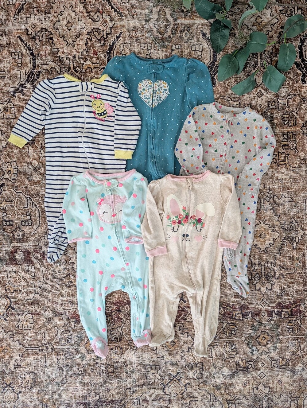 Baby girl footed sleeper bundle 6-9m